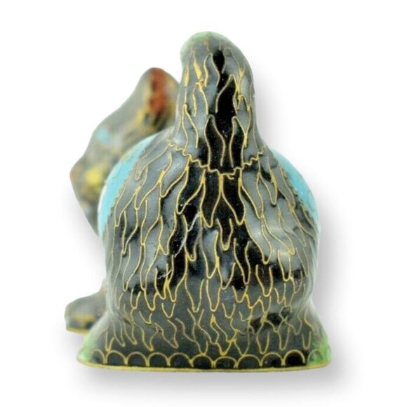 Vintage Decorative Ornate Cloisonné Miniature Enamel Cat Painted Brass 3.5 inche - Picture 5 of 8